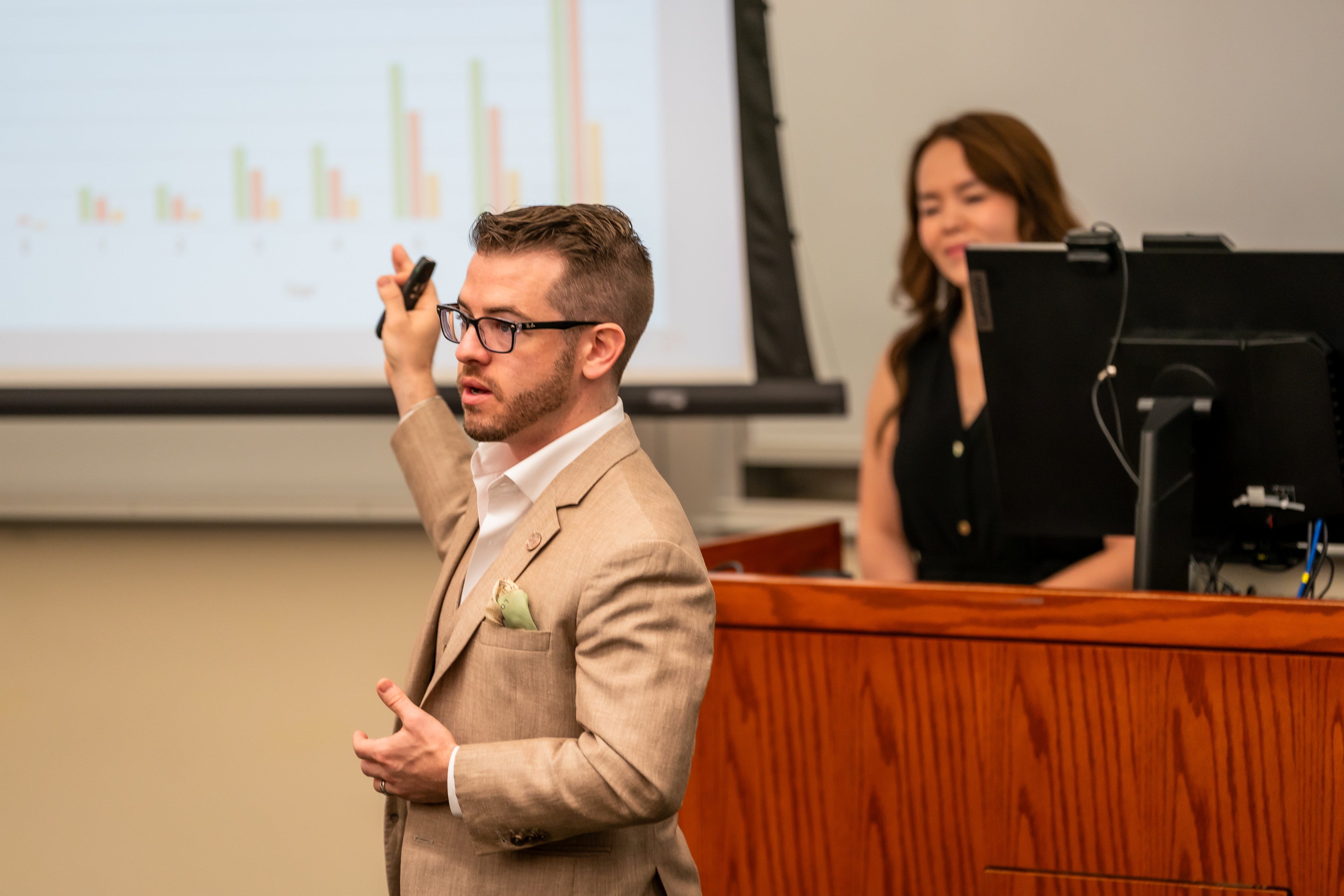 Brandon Karpf providing strategic advisory to an executive team on dual-use technology and national security.