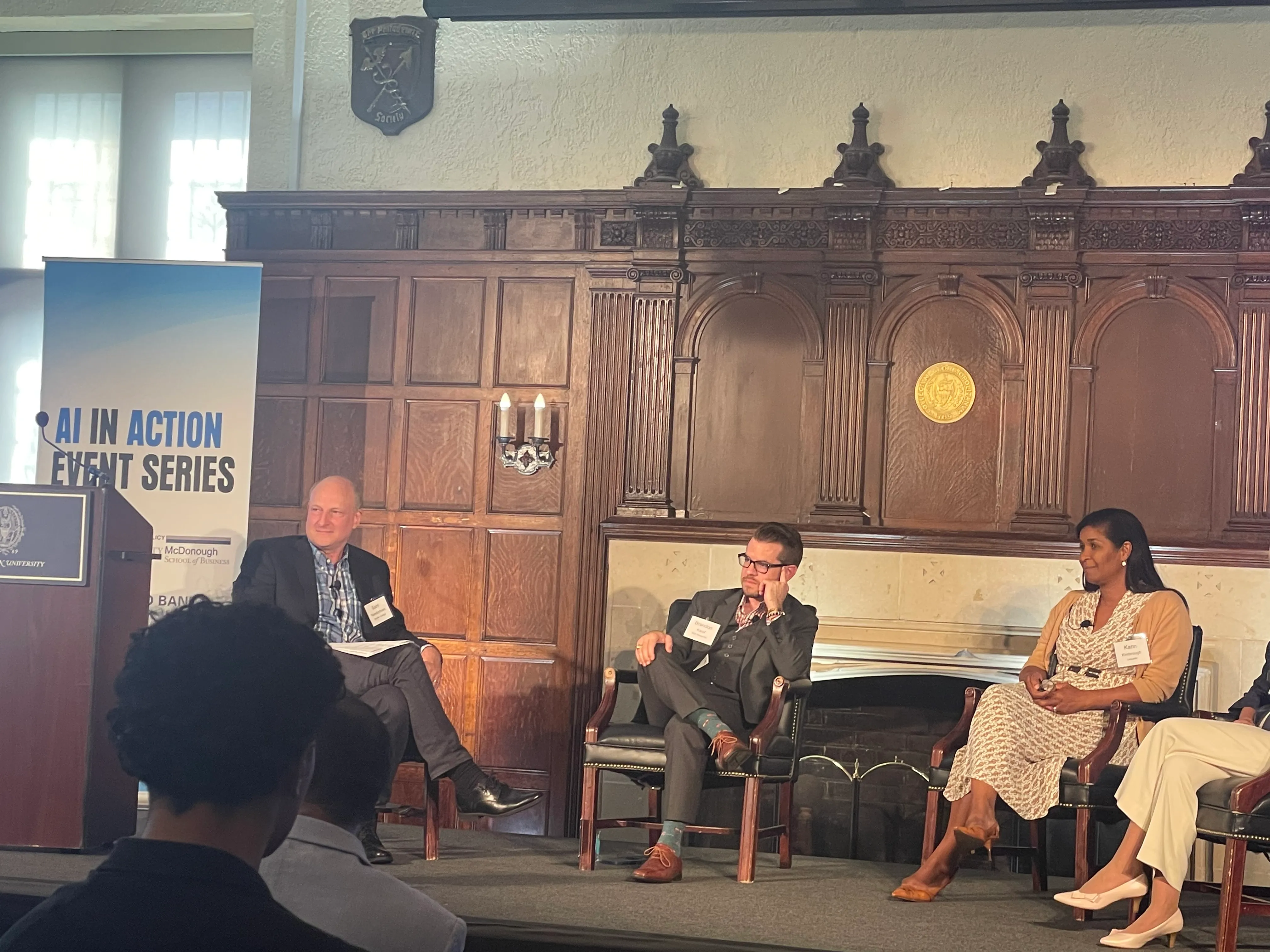 Brandon Karpf delivering a keynote on AI security and national defense